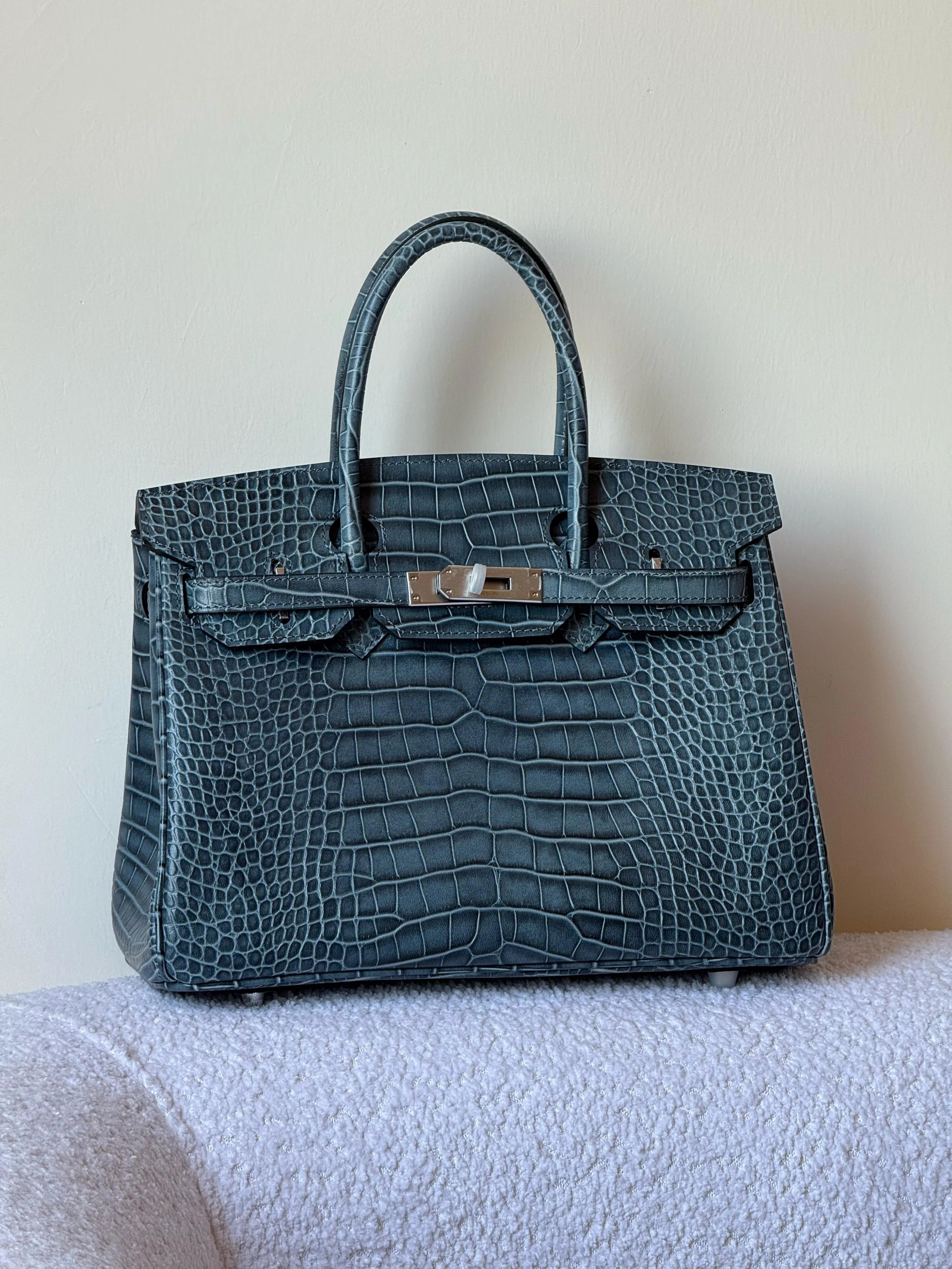 Hermes Birkin Inspired Crocodile Embossed Luxury Designer Handbag