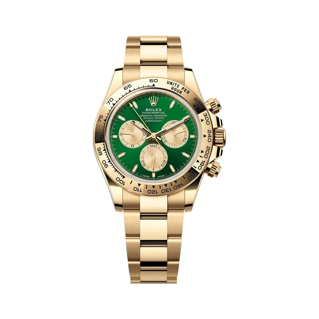 Rolex Cosmograph Daytona 126508 40mm Yellow Gold Green Dial Watch