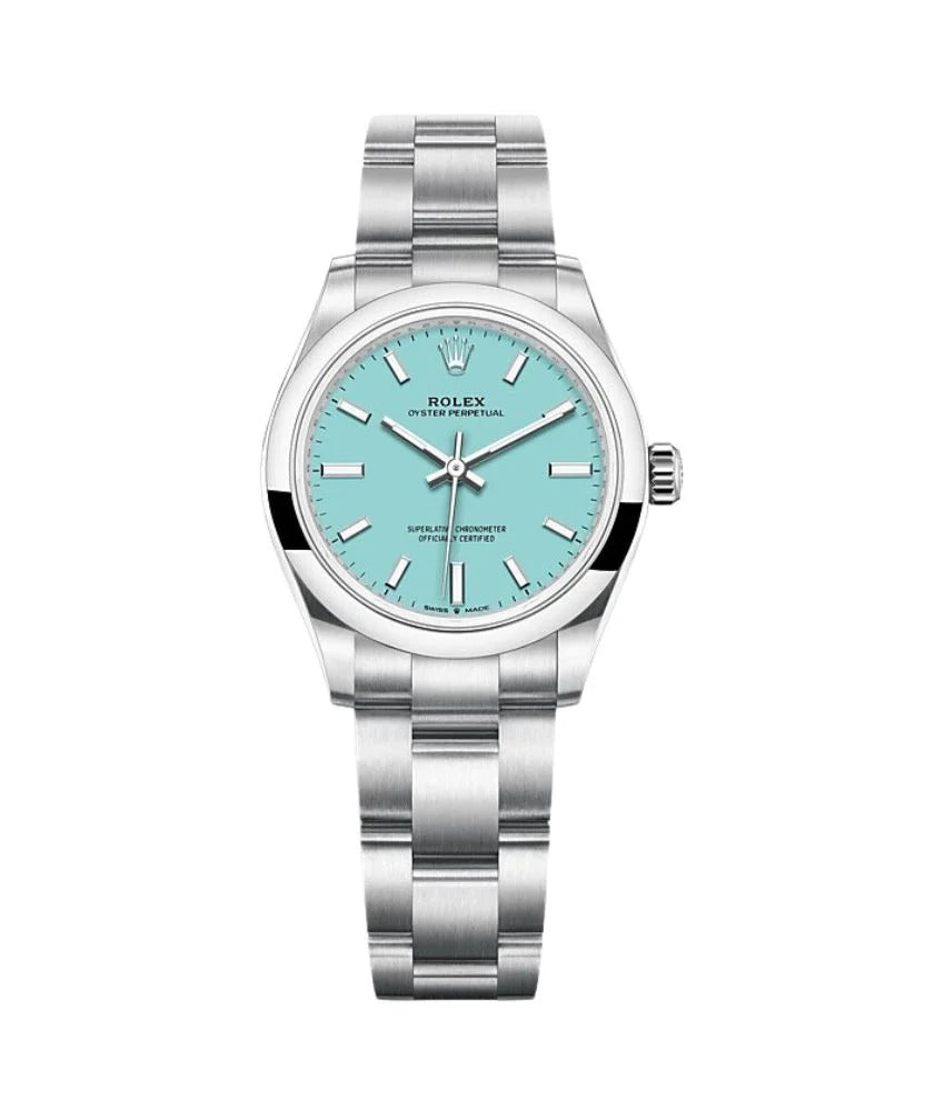 Rolex Oyster Perpetual Watch with Iconic Tiffany Blue Dial Finish