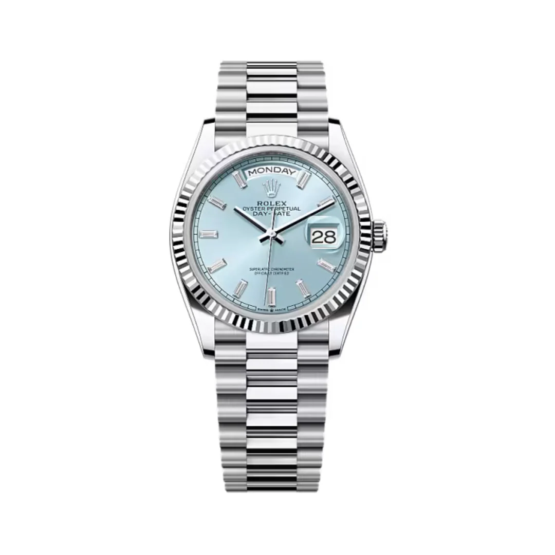 Rolex Day-Date 36mm Ice Blue Platinum Women's Luxury Watch