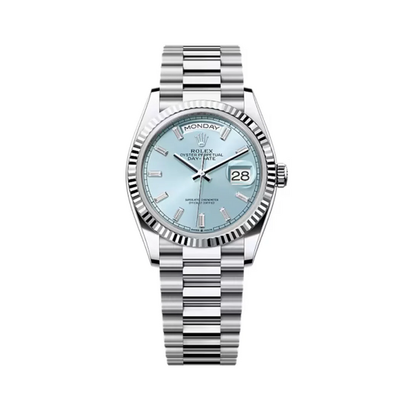 Rolex Day-Date 36mm Ice Blue Platinum Women's Luxury Watch