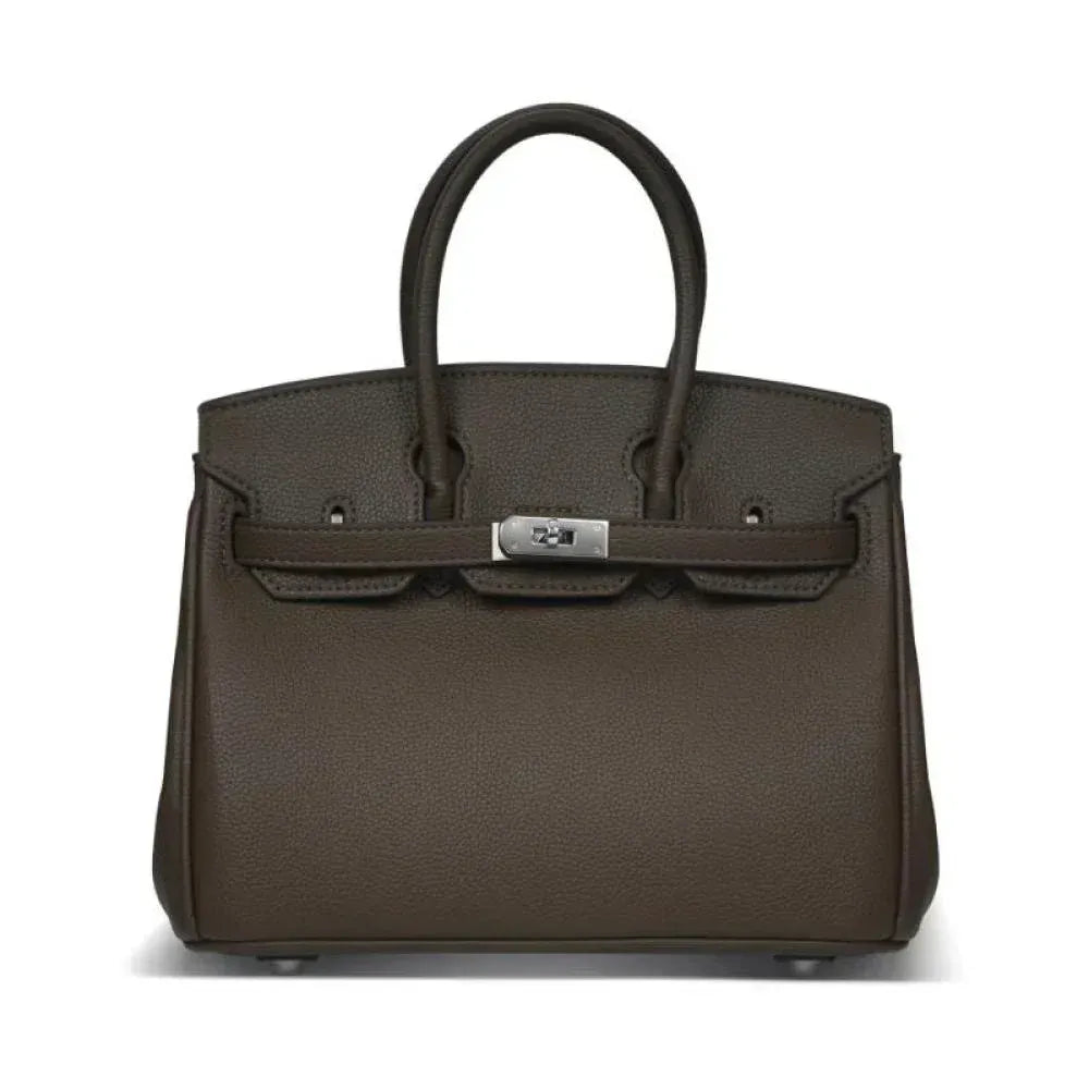 Hermes Birkin 25 Style Handbag In Khaki Green Premium Leather