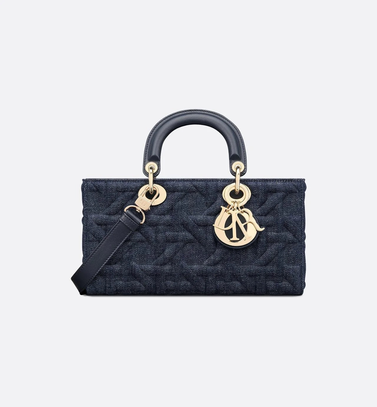 Medium Lady D-Joy Bag in Blue Graphic Cannage Denim