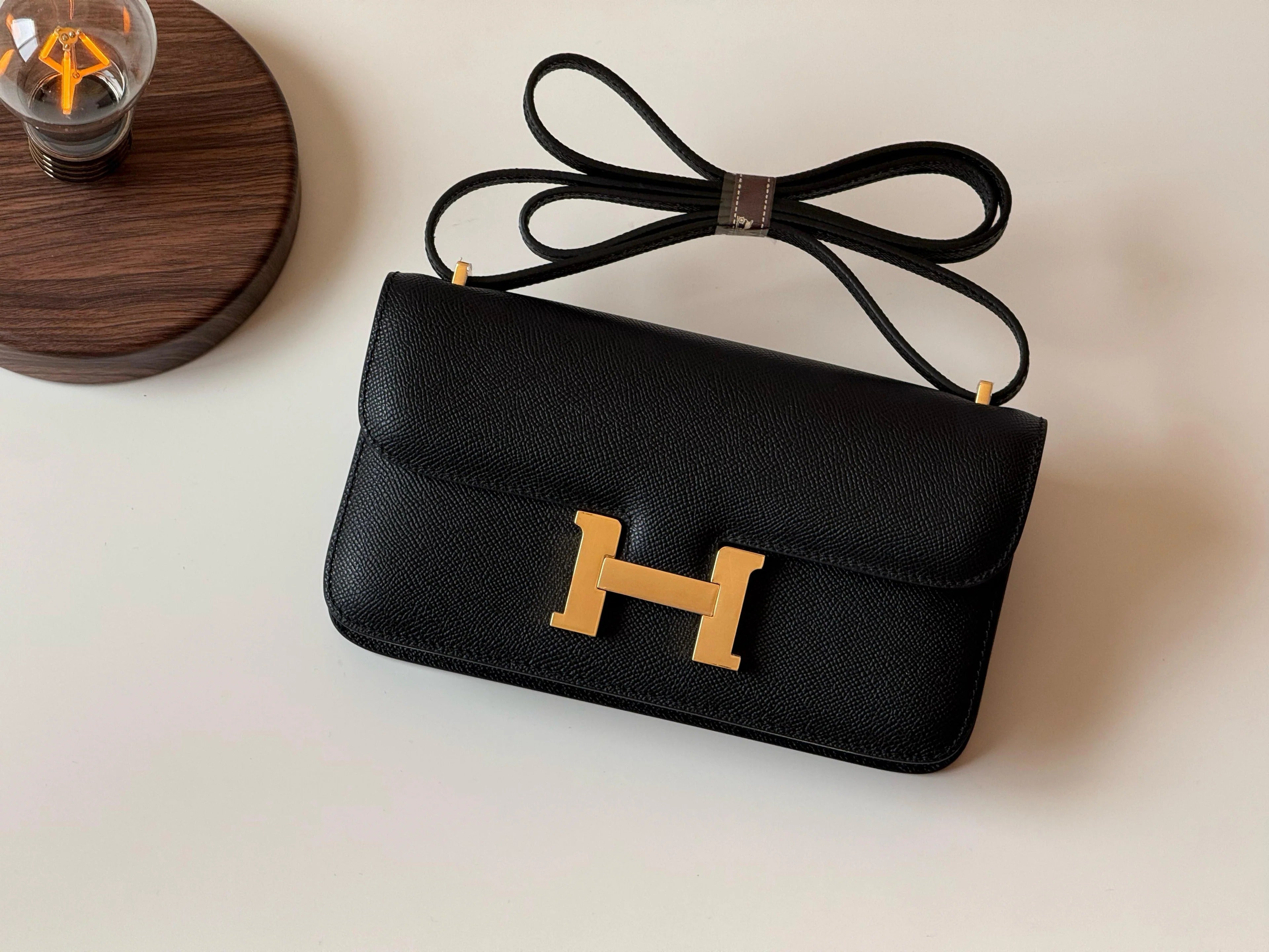 Hermes Inspired Constance Shoulder Bag with Gold Tone Hardware