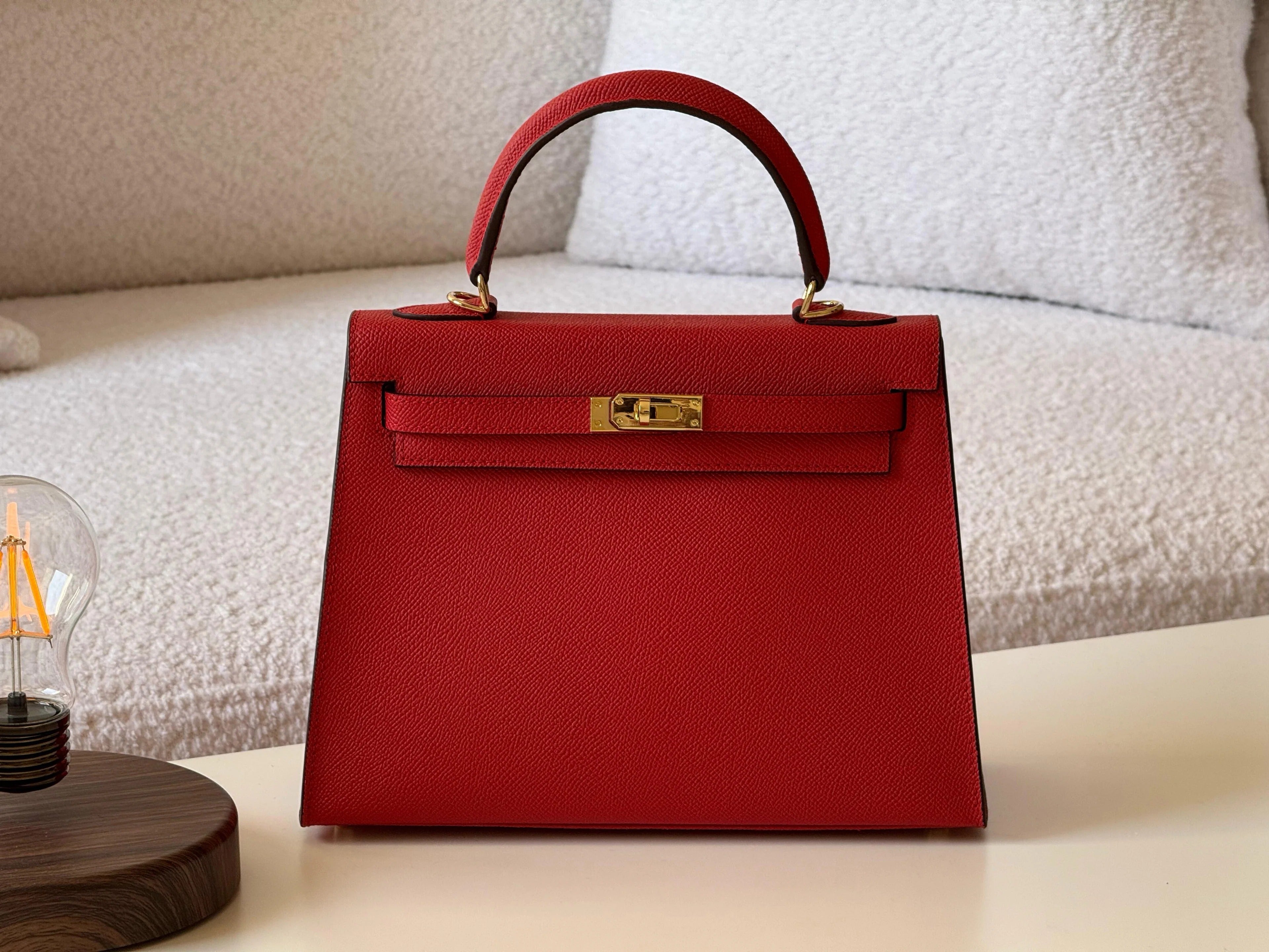Elegant Premium Designer Style Kelly Handbag With Box And Dustbag