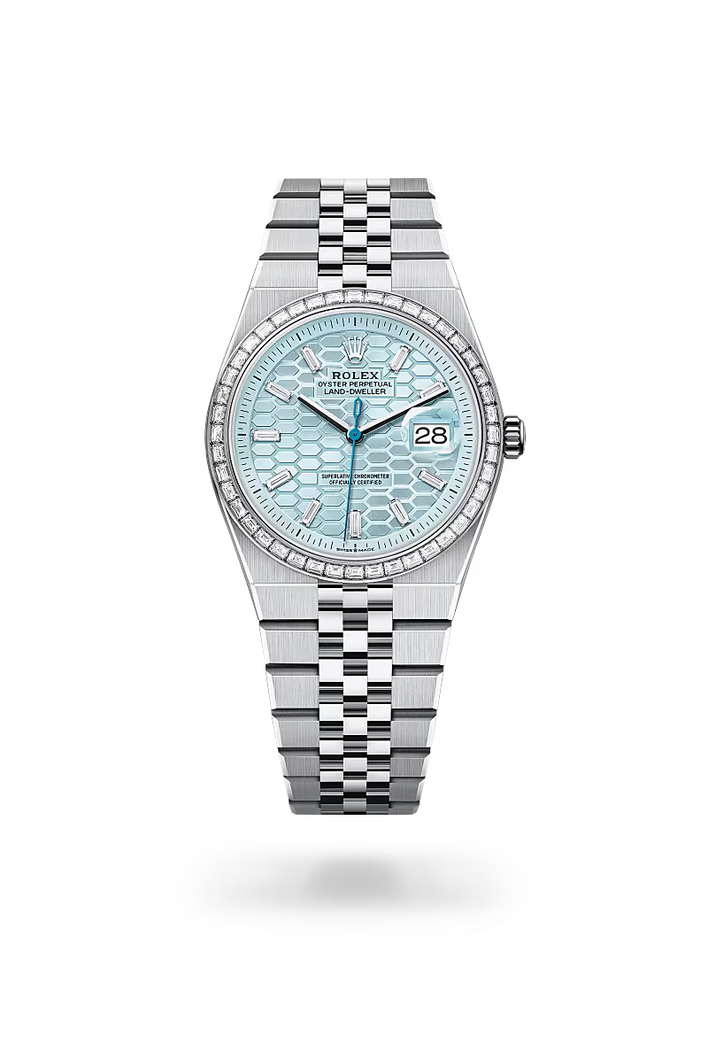 Rolex Land-Dweller 36mm Platinum Style Watch With Diamond Accents