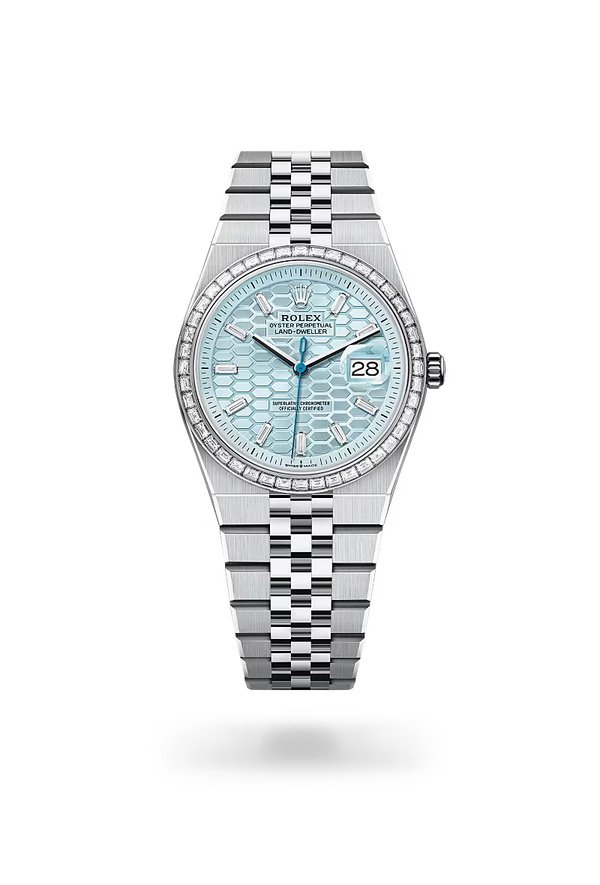 Rolex Land-Dweller 36mm Platinum Style Watch With Diamond Accents