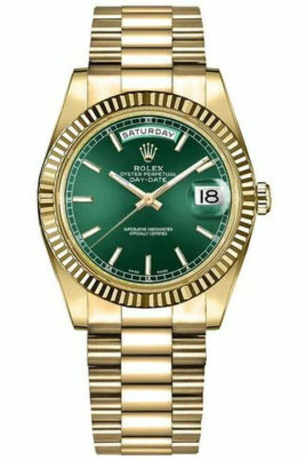 Rolex Day-Date 36 Green Dial Solid Gold Luxury Watch