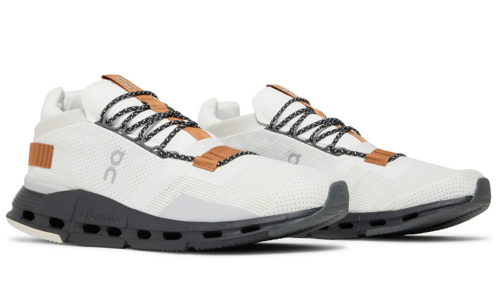 On Cloudnova White Pecan Lightweight Swiss Engineered Running Sneakers