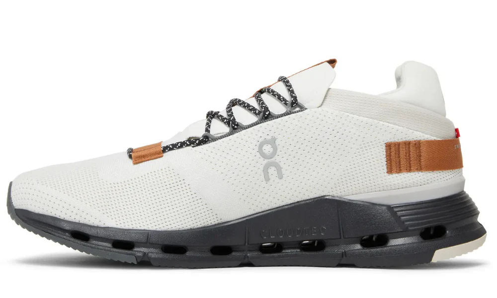 On Cloudnova White Pecan Lightweight Swiss Engineered Running Sneakers