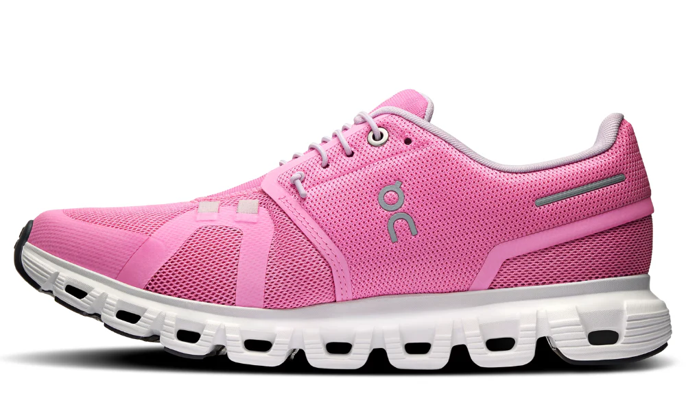 On Cloud 6 Raspberry White Lightweight Daily Running Shoes