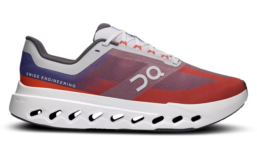 On Cloudsurfer Next Lightweight Running Shoes in Indigo and Flame