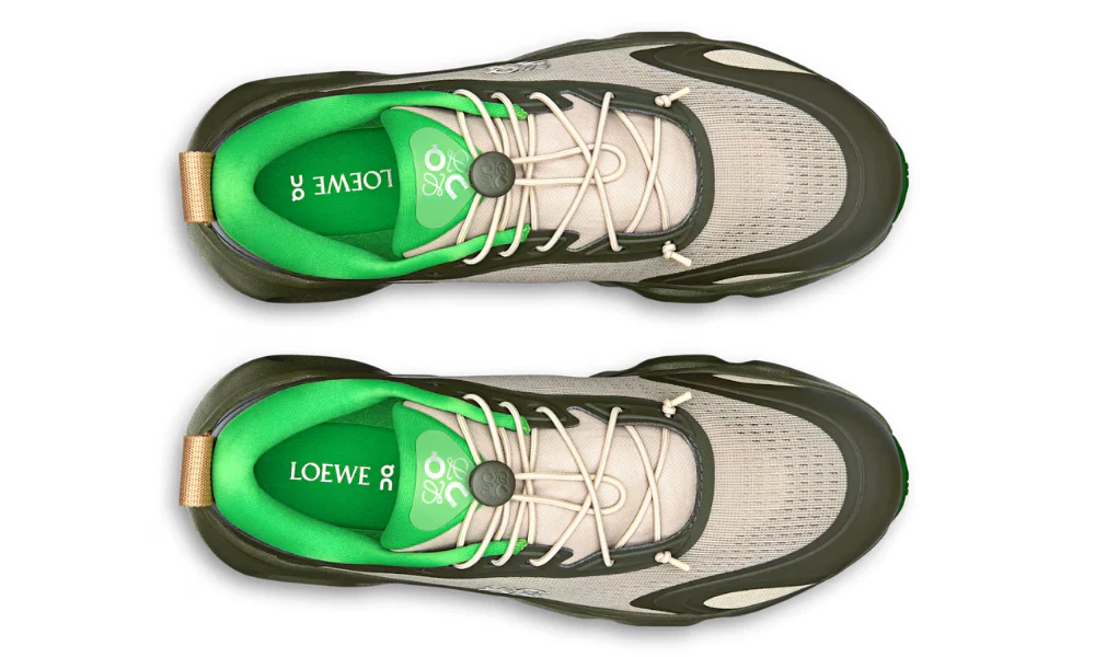 Loewe x On Running Cloudsolo Khaki Green and Sand Sneakers
