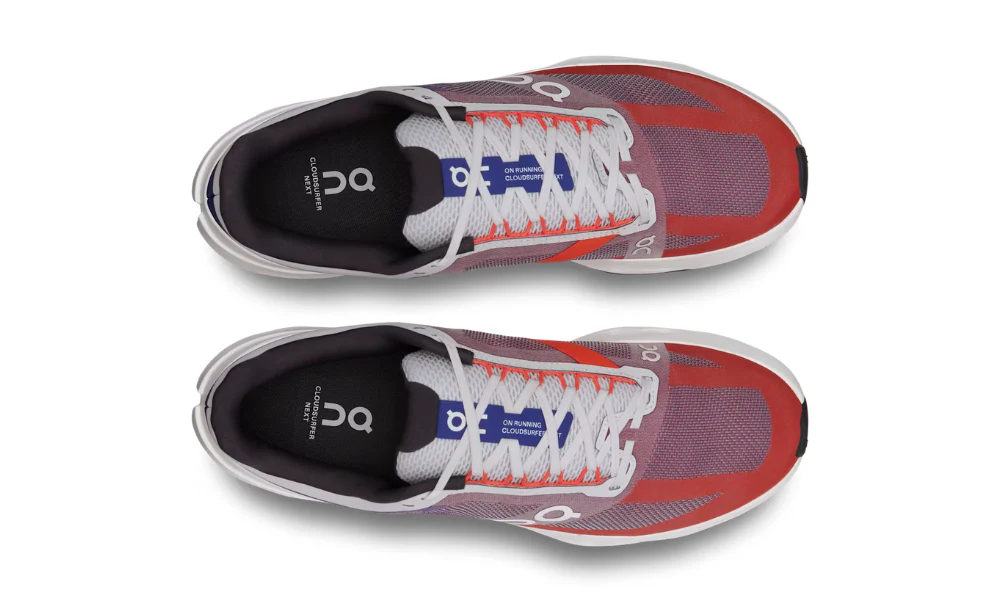 On Cloudsurfer Next Lightweight Running Shoes in Indigo and Flame