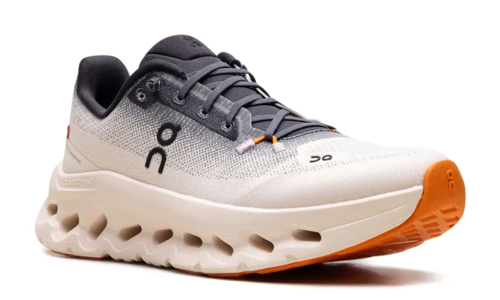 On Cloudtilt Beige Purple Breathable Mesh Low Top Performance Sneakers