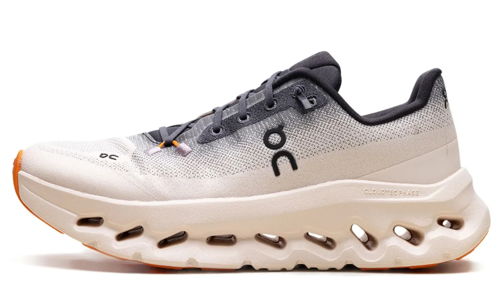 On Cloudtilt Beige Purple Breathable Mesh Low Top Performance Sneakers