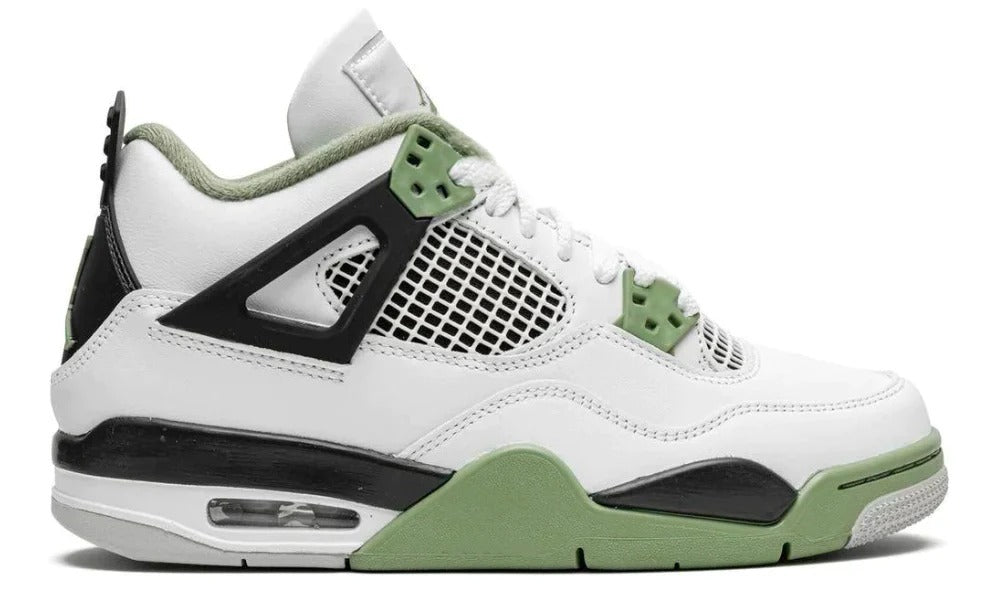Nike Air Jordan 4 Oil Green Retro Sneakers Seafoam White