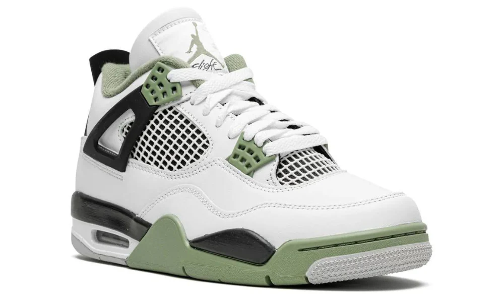 Nike Air Jordan 4 Oil Green Retro Sneakers Seafoam White