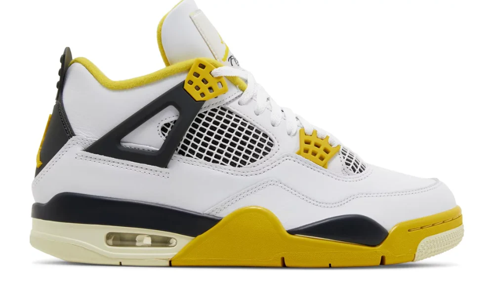 Nike Air Jordan 4 Retro Vivid Sulfur White Leather Sneakers