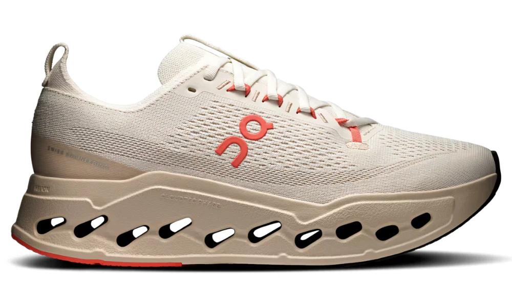 On Cloudsurfer Max Ivory Salmon Maximum Cushioning Smooth Running Shoes
