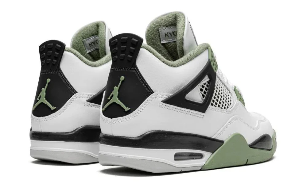 Nike Air Jordan 4 Oil Green Retro Sneakers Seafoam White