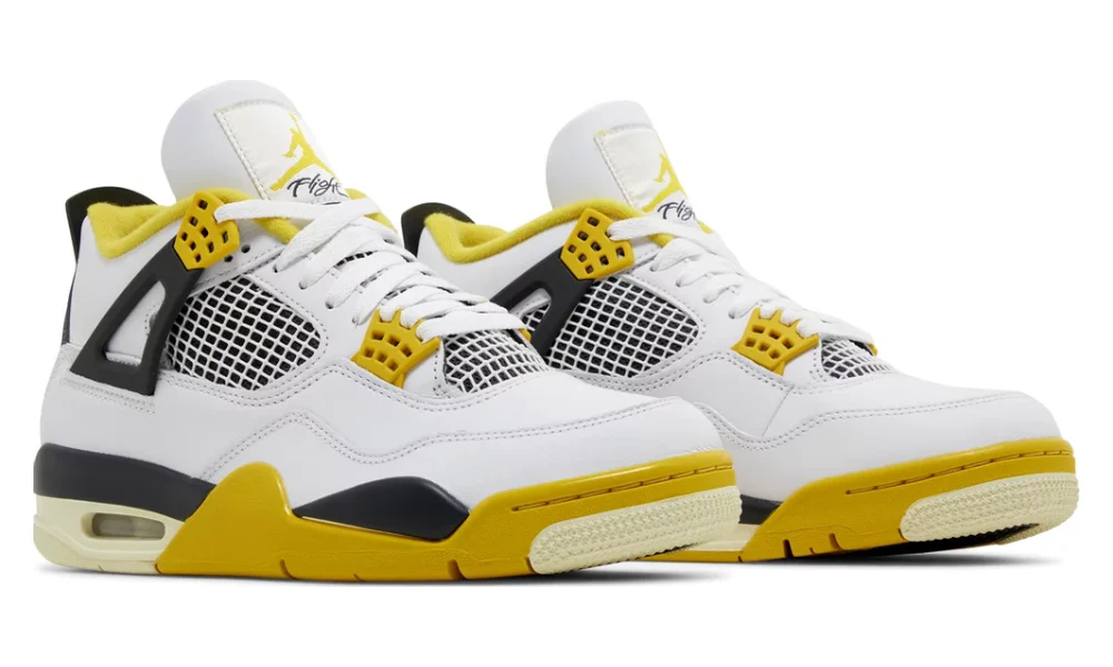 Nike Air Jordan 4 Retro Vivid Sulfur White Leather Sneakers