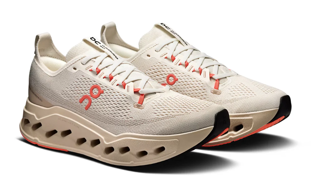 On Cloudsurfer Max Ivory Salmon Maximum Cushioning Smooth Running Shoes