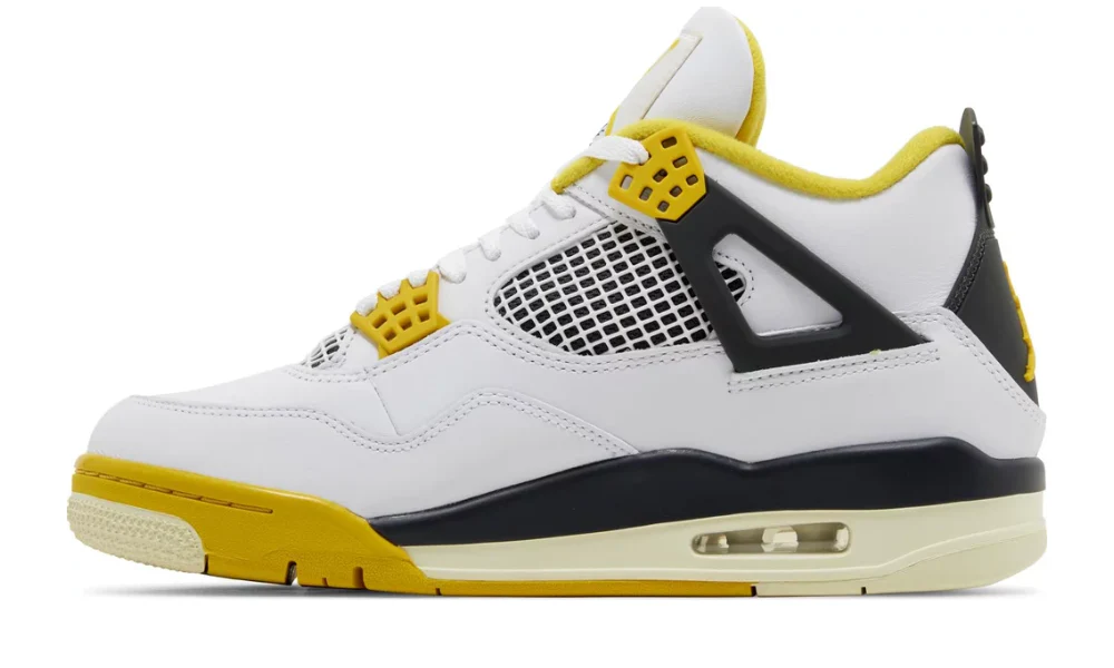 Nike Air Jordan 4 Retro Vivid Sulfur White Leather Sneakers