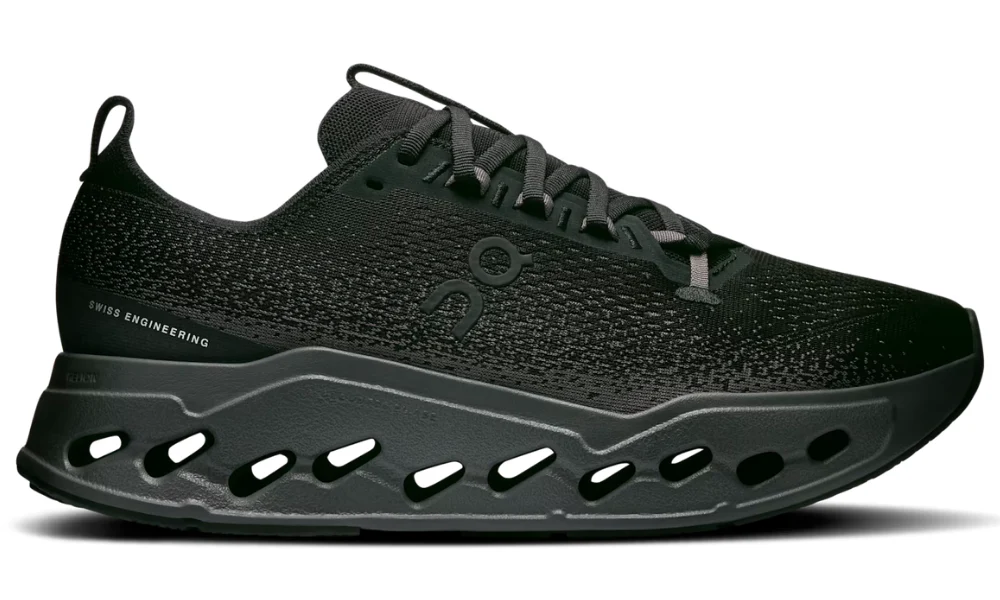 On Cloudsurfer Max Running Shoes in Black and Eclipse