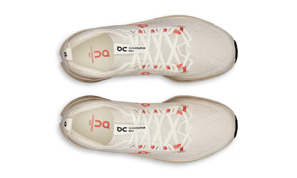 On Cloudsurfer Max Ivory Salmon Maximum Cushioning Smooth Running Shoes