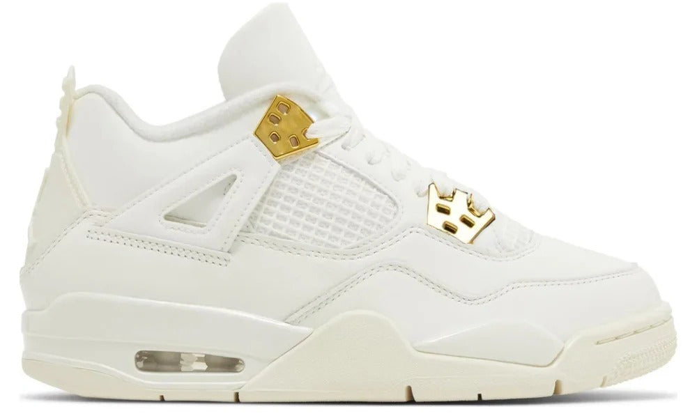 Nike Air Jordan 4 Retro Metallic Gold Premium Leather Sneakers