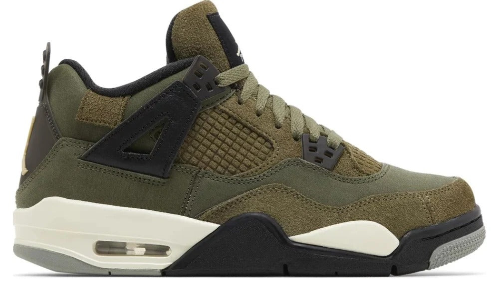 Air Jordan 4 Retro SE Craft Olive Green Suede Sneakers