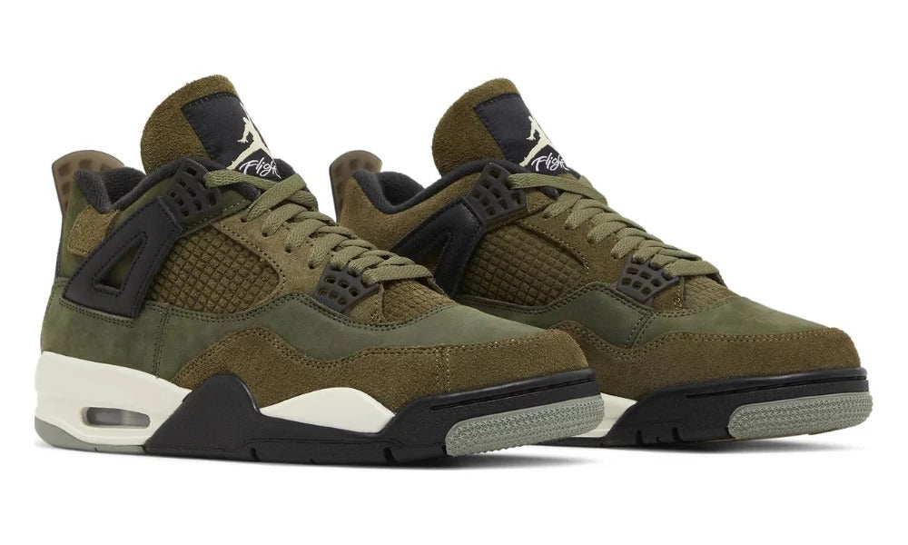 Air Jordan 4 Retro SE Craft Olive Green Suede Sneakers