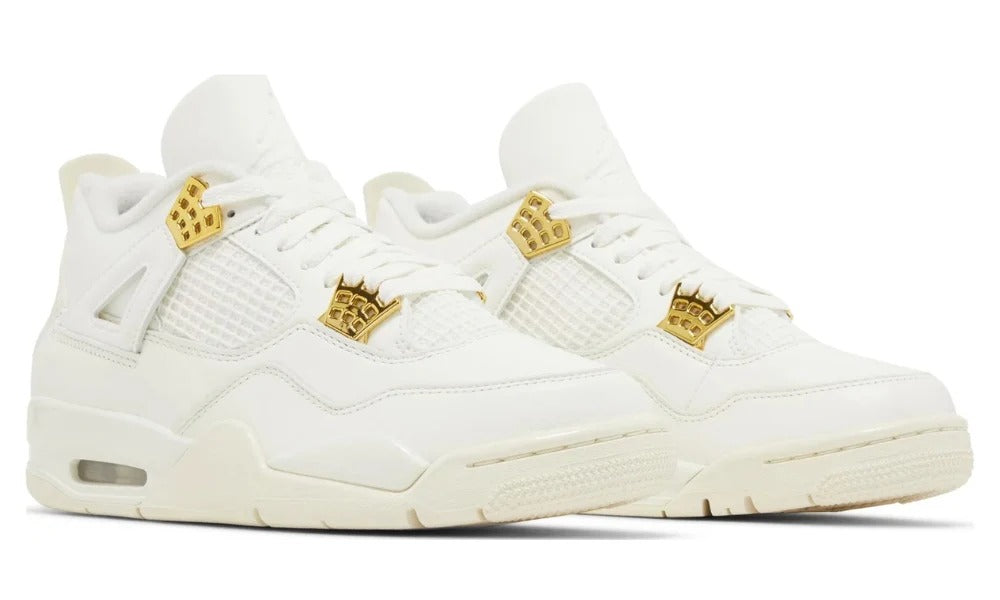 Nike Air Jordan 4 Retro Metallic Gold Premium Leather Sneakers