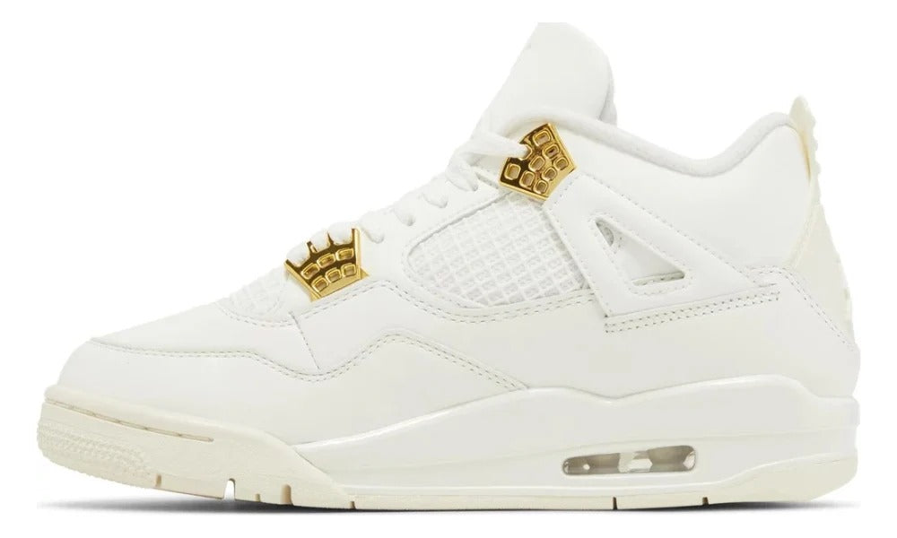 Nike Air Jordan 4 Retro Metallic Gold Premium Leather Sneakers