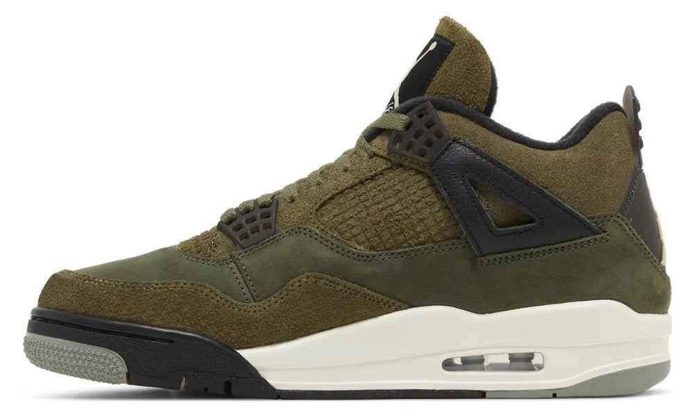 Air Jordan 4 Retro SE Craft Olive Green Suede Sneakers