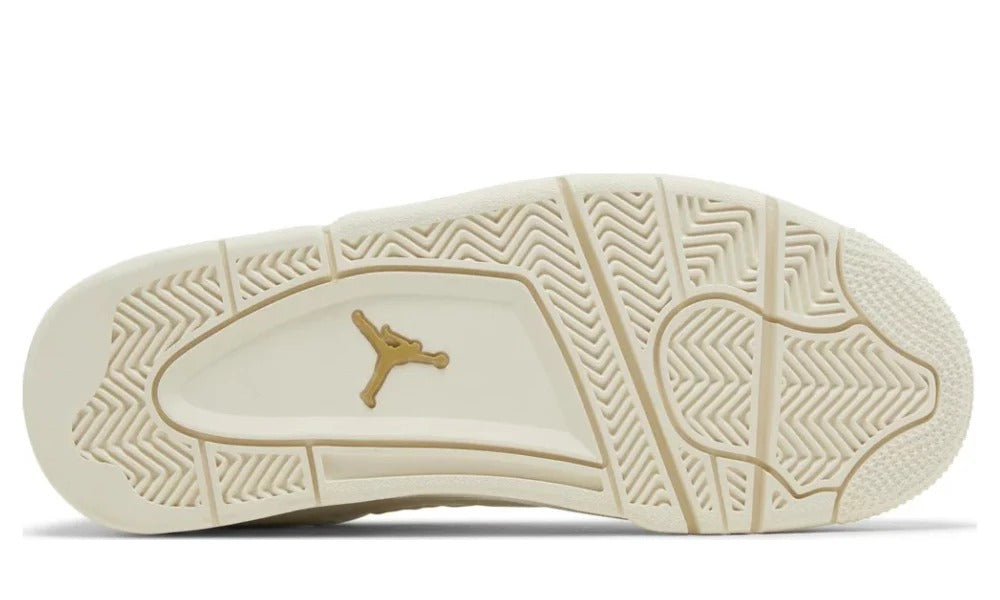 Nike Air Jordan 4 Retro Metallic Gold Premium Leather Sneakers