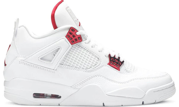 Nike Air Jordan 4 Retro Red Metallic White Leather Sneakers
