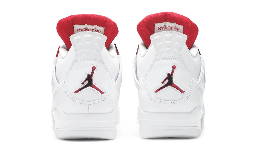 Nike Air Jordan 4 Retro Red Metallic White Leather Sneakers