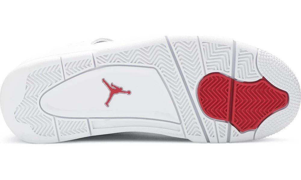 Nike Air Jordan 4 Retro Red Metallic White Leather Sneakers