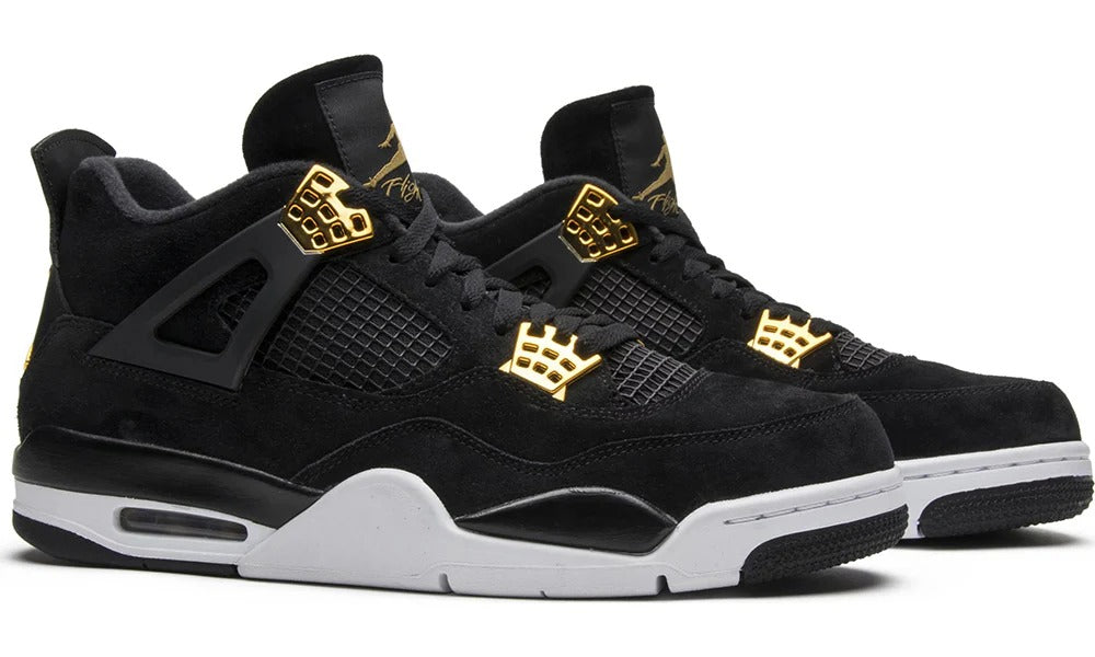 Air Jordan 4 Retro Royalty Black Suede and Gold Sneakers