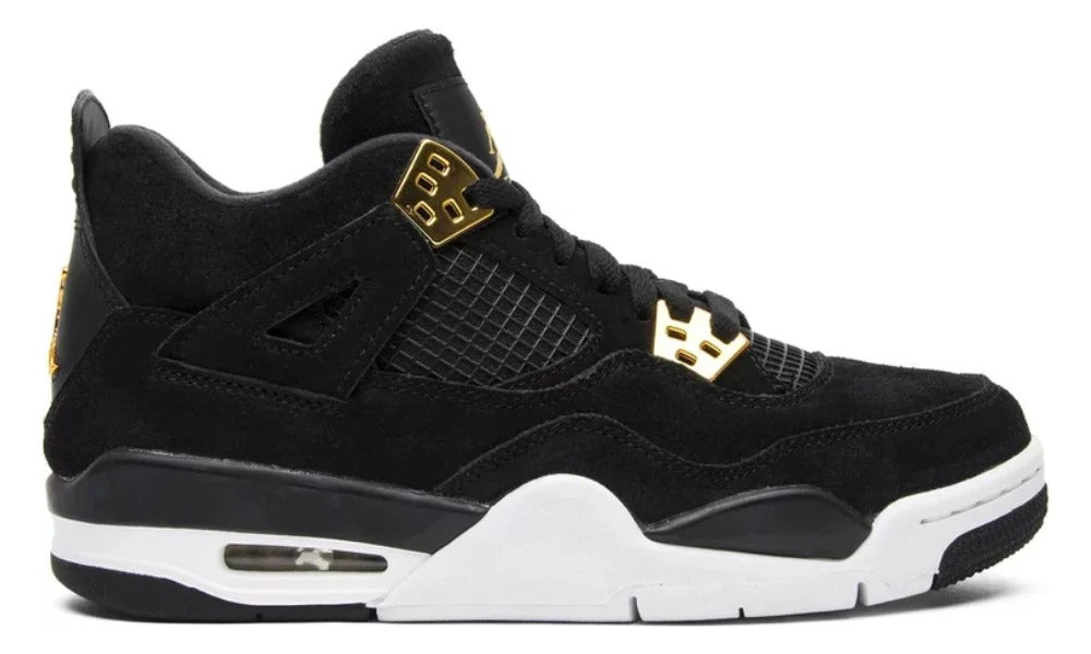 Air Jordan 4 Retro Royalty Black Suede and Gold Sneakers