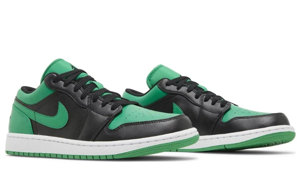 Air Jordan 1 Low Black Lucky Green Leather Sneakers