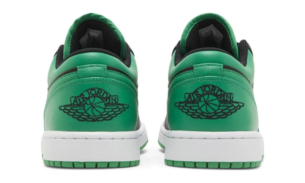 Air Jordan 1 Low Black Lucky Green Leather Sneakers