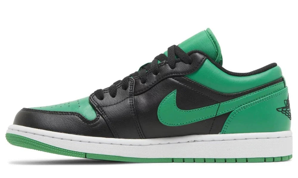 Air Jordan 1 Low Black Lucky Green Leather Sneakers
