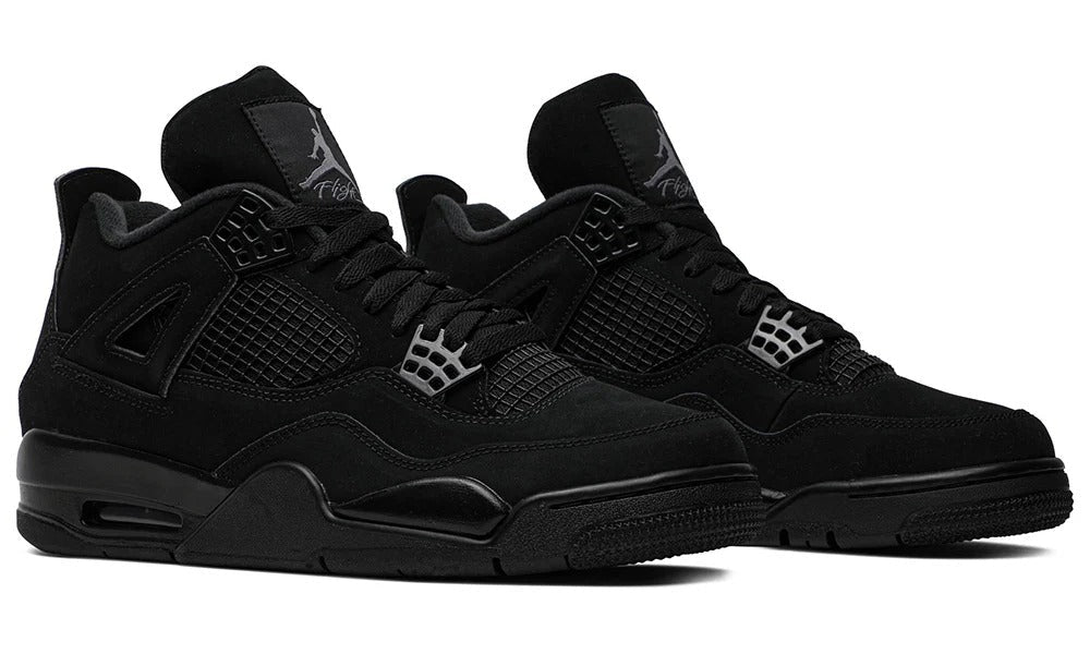Nike Air Jordan 4 Retro Black Cat Monochromatic Suede Sneakers
