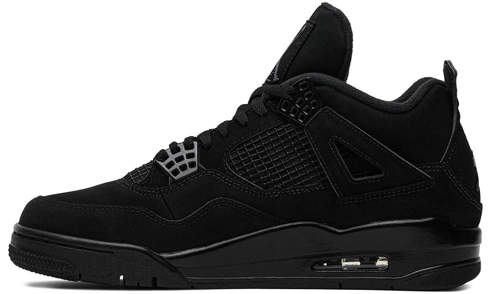 Nike Air Jordan 4 Retro Black Cat Monochromatic Suede Sneakers