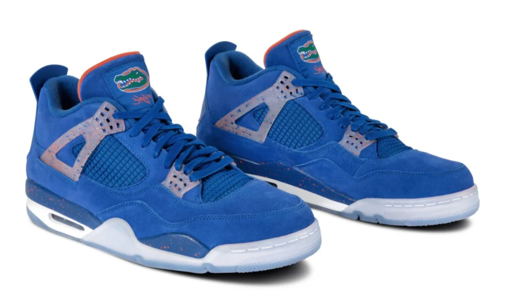 Nike Air Jordan 4 Retro Florida Gators PE Blue Suede Basketball Shoes