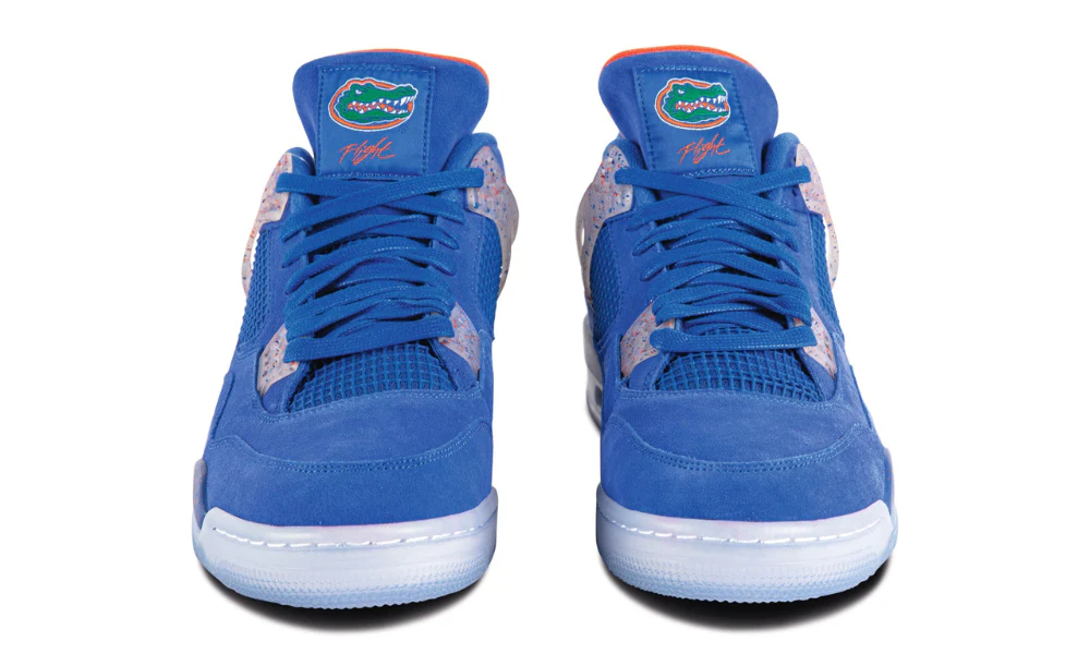 Nike Air Jordan 4 Retro Florida Gators PE Blue Suede Basketball Shoes